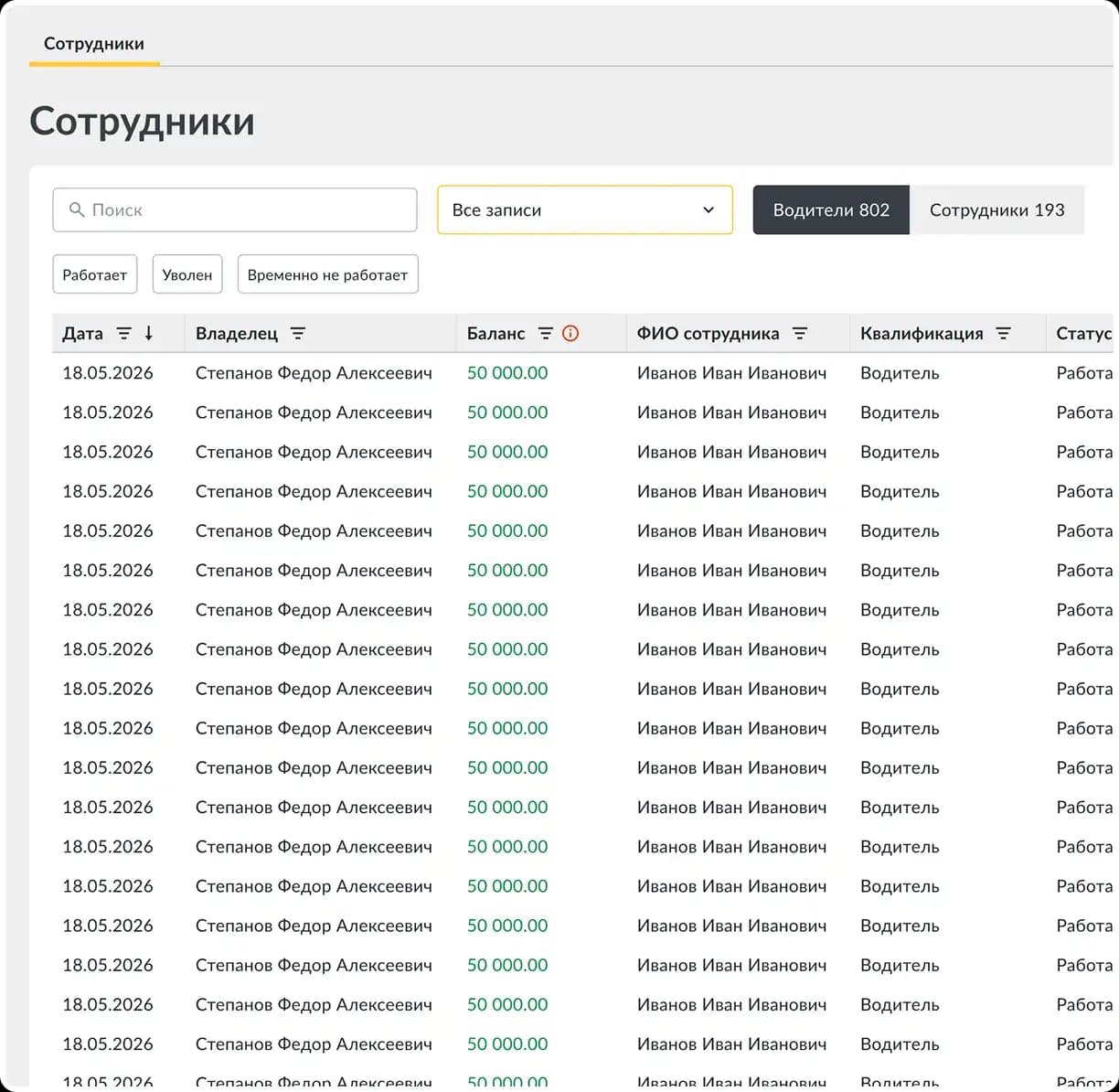 Единая база сотрудников