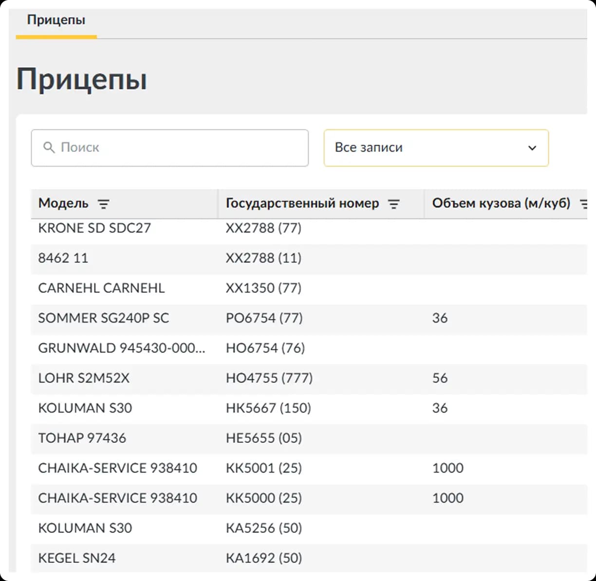Учёт прицепов