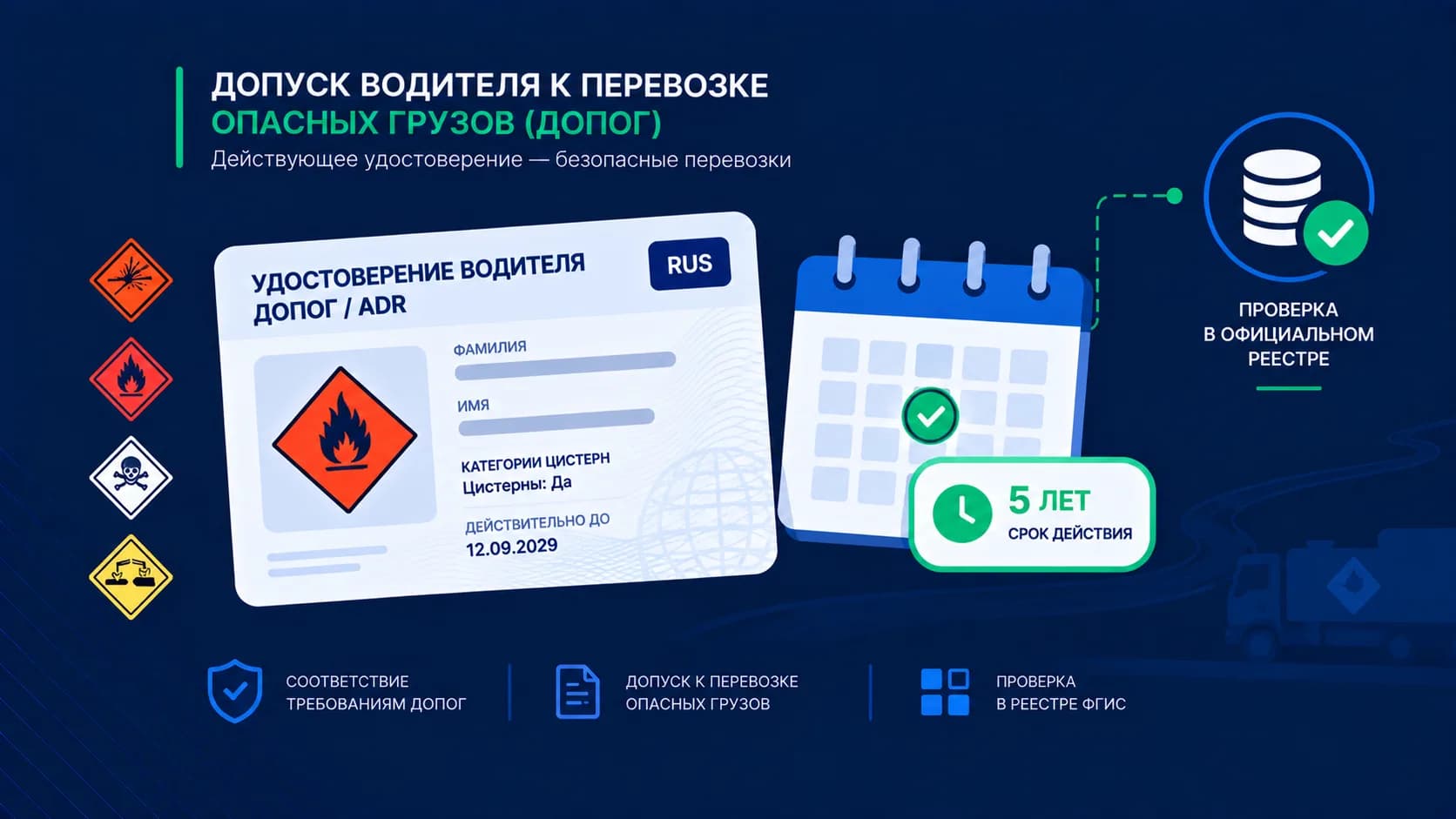 Допуск водителя к перевозке опасных грузов: ДОПОГ в 2026 году