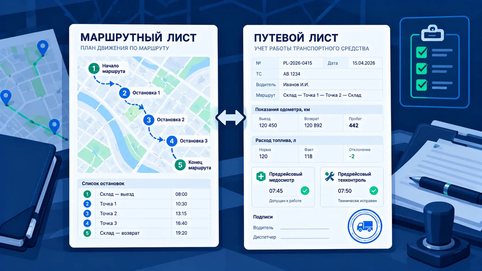 Маршрутный лист и путевой лист: в чём разница и когда какой нужен